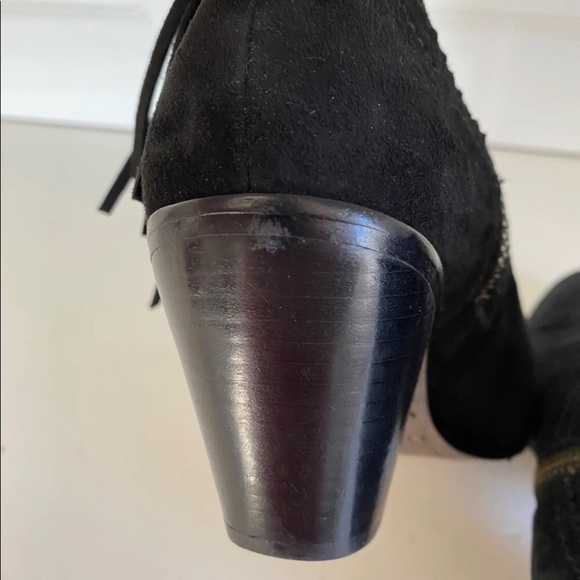 Sam Edelman black fringe zip up ankle boots size 8 - Picture 4 of 10